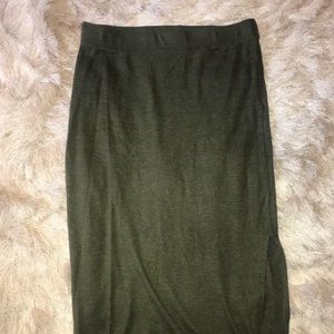 Olive green midi skirt with slit